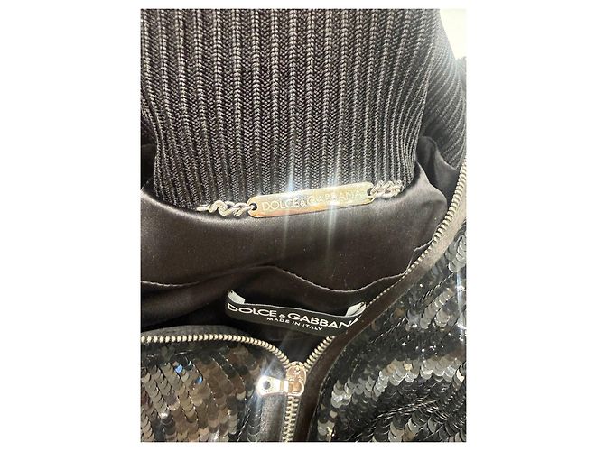 Dolce & Gabbana Black Sequin Bomber Jacket Sz.38 Pre-owned - view 10