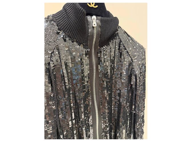 Dolce & Gabbana Black Sequin Bomber Jacket Sz.38 Pre-owned - view 2