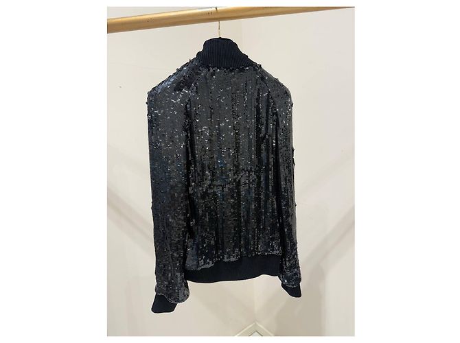 Dolce & Gabbana Black Sequin Bomber Jacket Sz.38 Pre-owned - view 5