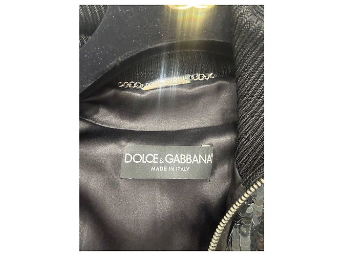 Dolce & Gabbana Black Sequin Bomber Jacket Sz.38 Pre-owned - view 6