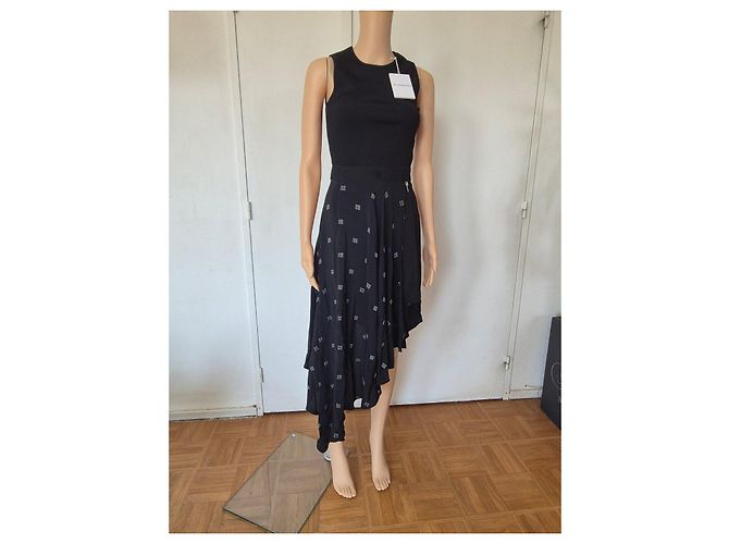 Vestido asimétrico de seda negro Givenchy - vista 2