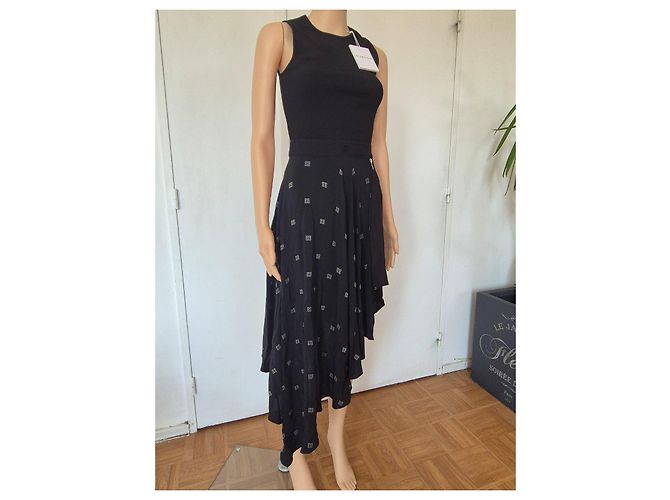 Vestido asimétrico de seda negro Givenchy - vista 3