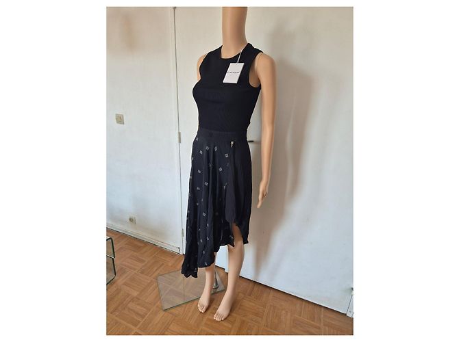 Vestido asimétrico de seda negro Givenchy - vista 6