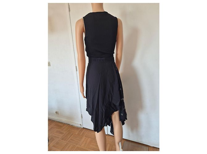 Vestido asimétrico de seda negro Givenchy - vista 8
