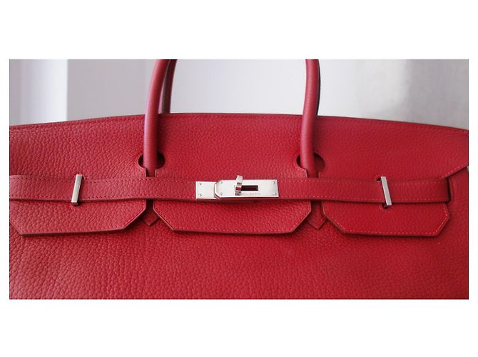 Borsa Hermès Birkin 40 Rossa in Pelle Fjord Rosso - vista 10
