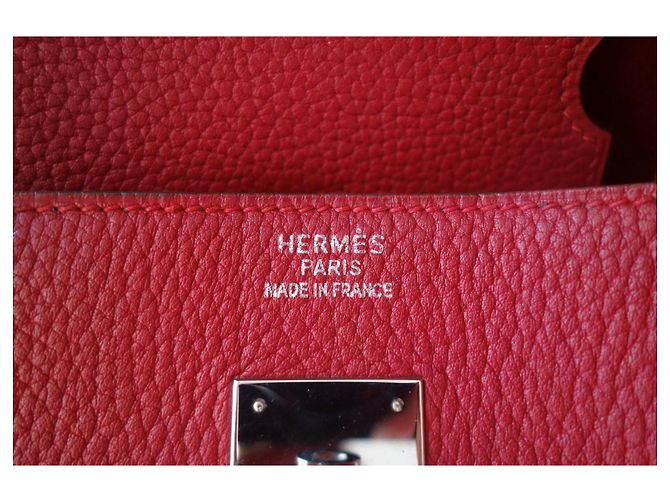 Borsa Hermès Birkin 40 Rossa in Pelle Fjord Rosso - vista 11