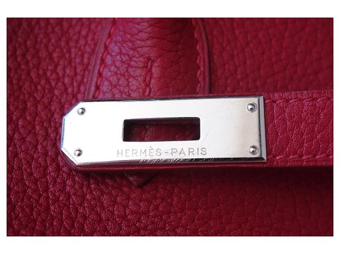 Borsa Hermès Birkin 40 Rossa in Pelle Fjord Rosso - vista 12