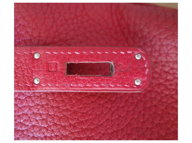 Borsa Hermès Birkin 40 Rossa in Pelle Fjord Rosso - vista 13