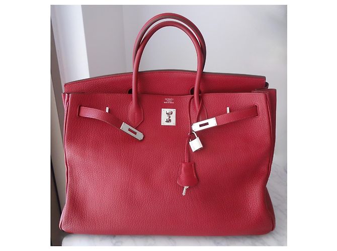 Borsa Hermès Birkin 40 Rossa in Pelle Fjord Rosso - vista 14