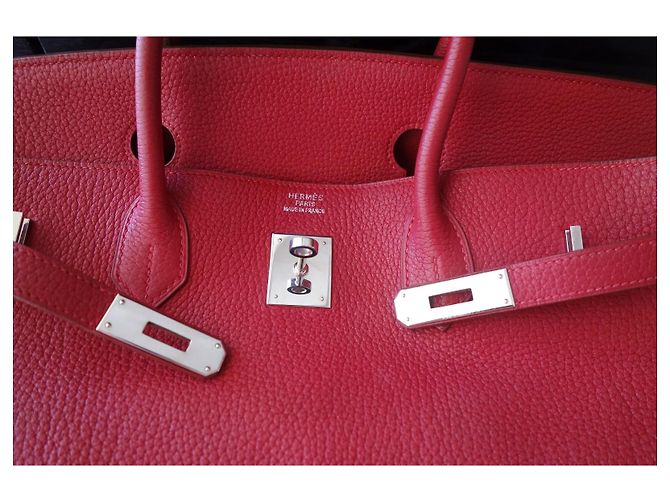 Borsa Hermès Birkin 40 Rossa in Pelle Fjord Rosso - vista 19