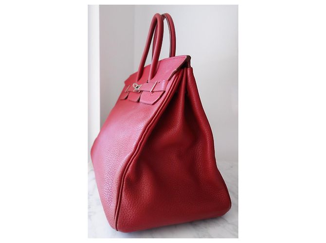 Borsa Hermès Birkin 40 Rossa in Pelle Fjord Rosso - vista 3