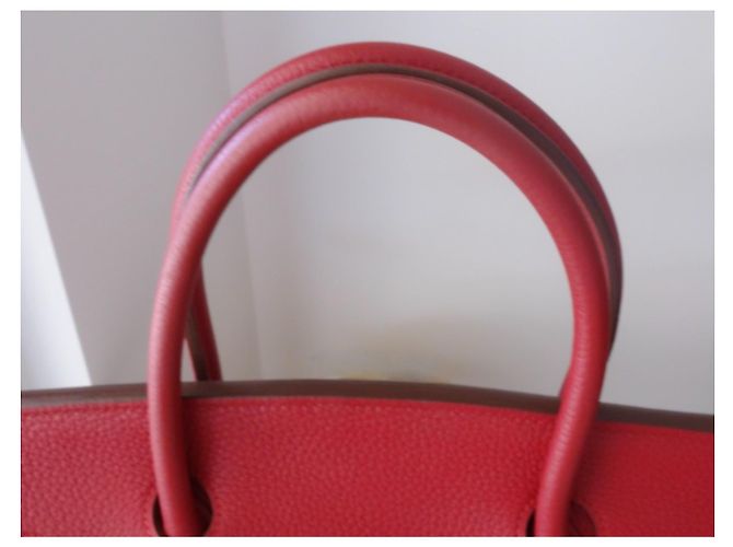 Borsa Hermès Birkin 40 Rossa in Pelle Fjord Rosso - vista 4