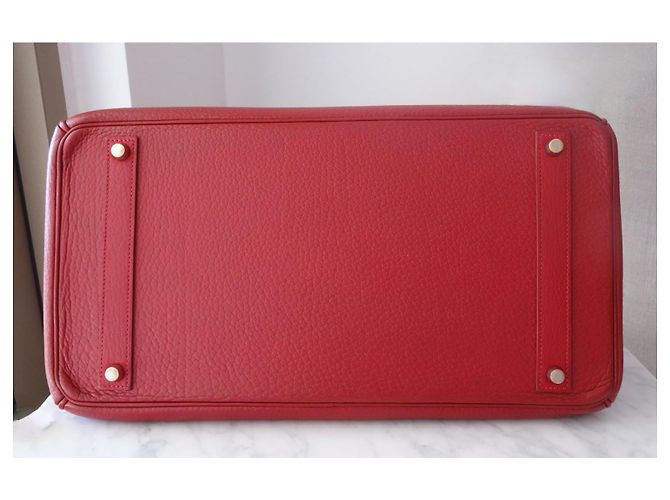 Borsa Hermès Birkin 40 Rossa in Pelle Fjord Rosso - vista 5