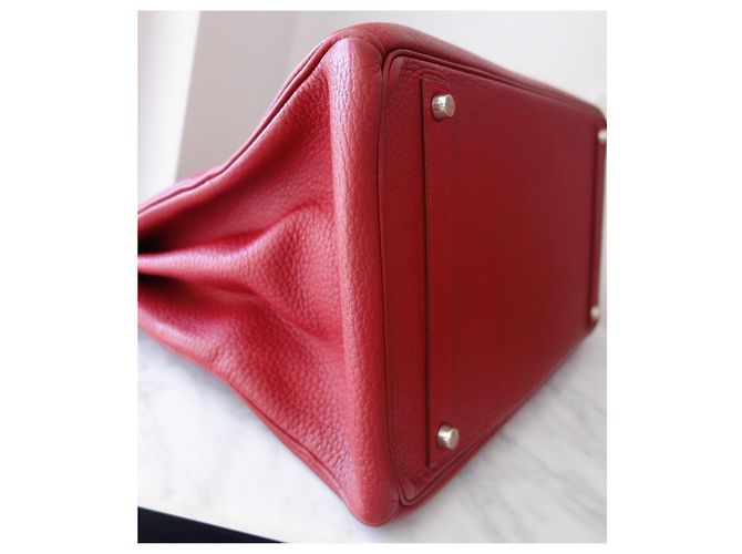 Borsa Hermès Birkin 40 Rossa in Pelle Fjord Rosso - vista 6