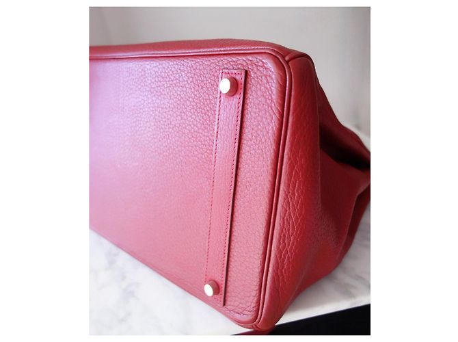 Borsa Hermès Birkin 40 Rossa in Pelle Fjord Rosso - vista 7