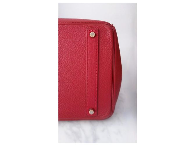 Borsa Hermès Birkin 40 Rossa in Pelle Fjord Rosso - vista 9
