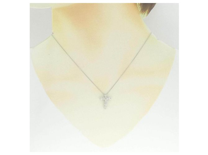 Autre Marque Collana a Croce con Diamanti Au750 Argento - vista 6