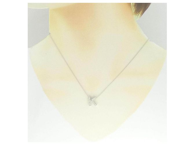 Autre Marque Au750 Diamant-Anfangsbuchstabe K Halskette Silber - Ansicht 6
