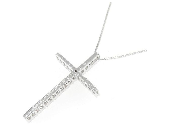 Autre Marque Collana Croce in Oro Bianco Au750 e Diamanti Argento - vista 4