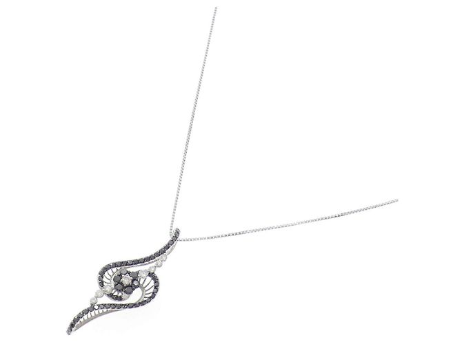 Autre Marque Collana in oro bianco e oro nero Au750 con diamanti Argento - vista 2