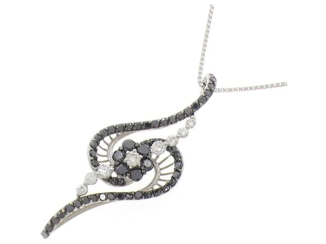 Autre Marque Collana in oro bianco e oro nero Au750 con diamanti Argento - vista 3