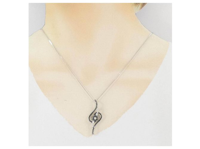 Autre Marque Collana in oro bianco e oro nero Au750 con diamanti Argento - vista 6