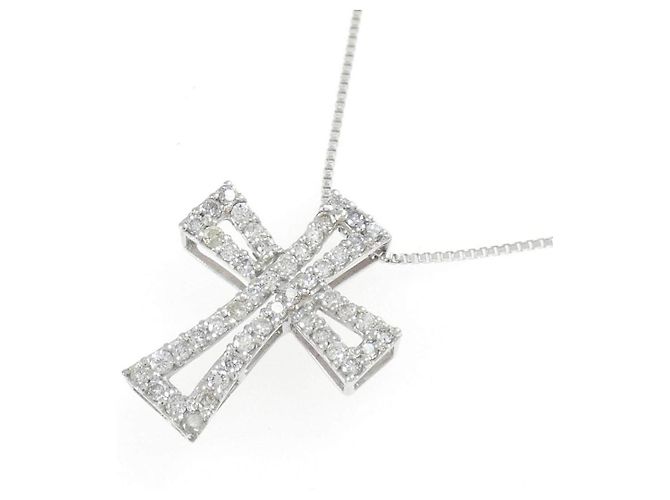 Autre Marque Collana Croce Diamanti Au750 Argento - vista 3