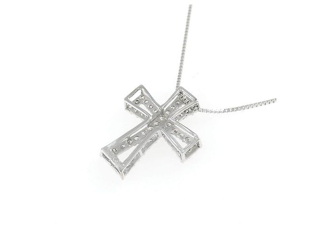 Autre Marque Collana Croce Diamanti Au750 Argento - vista 4