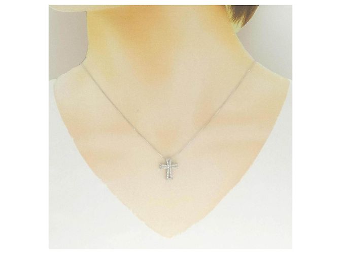 Autre Marque Collana Croce Diamanti Au750 Argento - vista 6