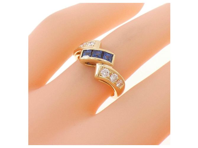 Autre Marque Pola Au750 Saphir Diamant Ring Golden - Ansicht 5