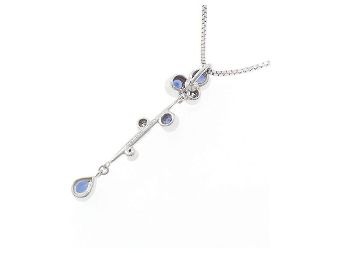 Autre Marque Collana in oro bianco Au750 zaffiro e diamante Argento - vista 4