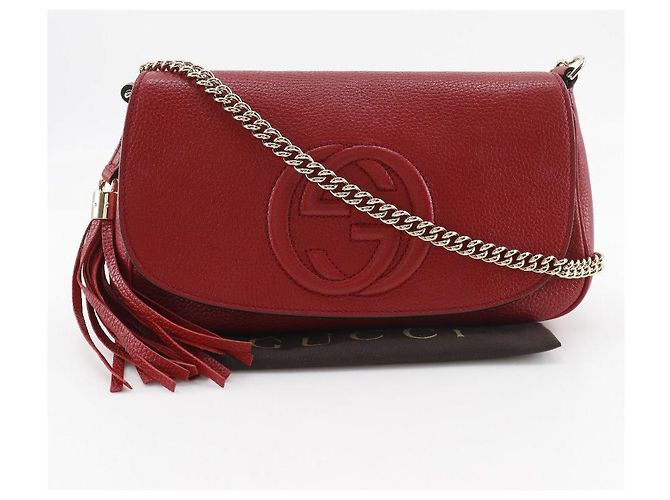 Borsa a tracolla in pelle Gucci Soho Interlocking G Rosso - vista 13