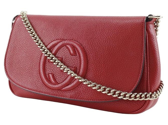 Borsa a tracolla in pelle Gucci Soho Interlocking G Rosso - vista 2