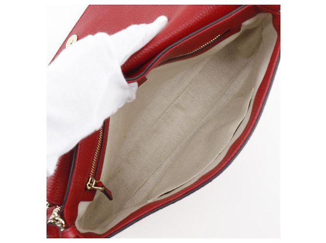 Borsa a tracolla in pelle Gucci Soho Interlocking G Rosso - vista 5