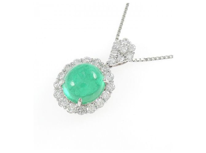 Autre Marque Collana in Pt900 Pt850 con Smeraldo e Diamanti Verde - vista 3