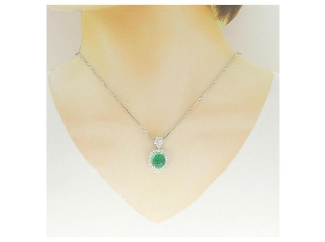 Autre Marque Collana in Pt900 Pt850 con Smeraldo e Diamanti Verde - vista 6