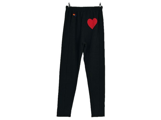 Autre Marque Pantaloni jogging neri con motivo a cuore Nero - vista 2