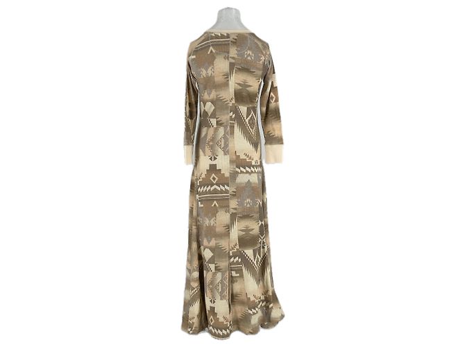 Vestido largo de algodón estampado marrón Polo Ralph Lauren Castaño - vista 2