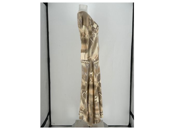 Vestido largo de algodón estampado marrón Polo Ralph Lauren Castaño - vista 4