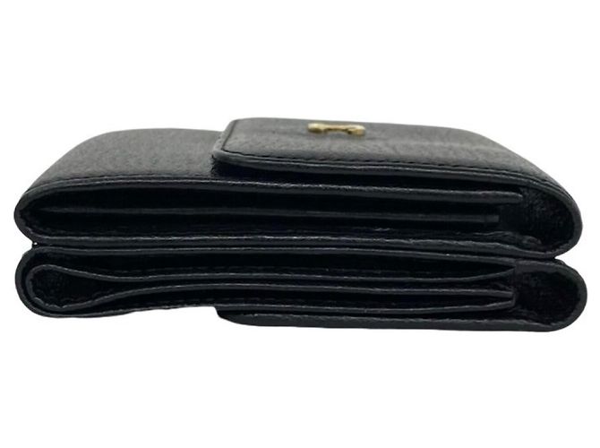 Chanel Coco Mark Hardware Leder Tri-fold Mini Wallet Schwarz - Ansicht 5