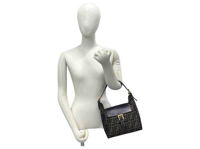 Fendi Zucca FF Pattern Handtasche Braun Schwarz - Ansicht 2
