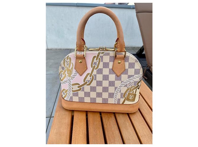 Borsa Louis Vuitton Alma BB Nautical Damier Azur Marrone Rosa Beige - vista 2