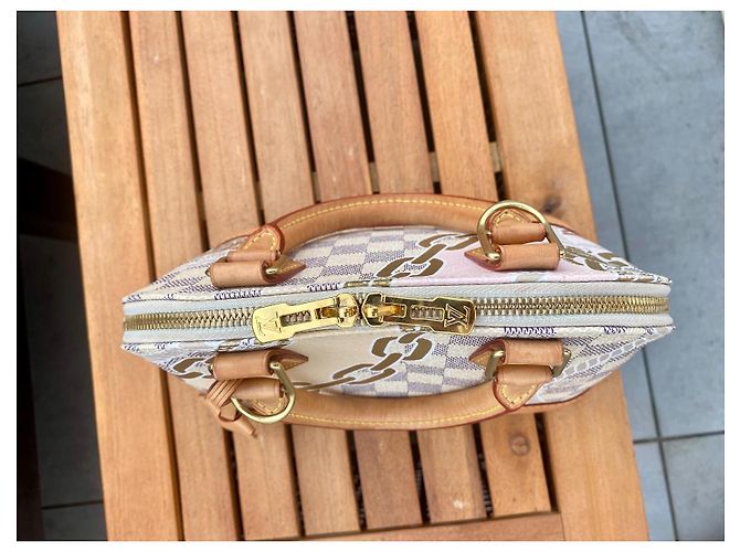 Borsa Louis Vuitton Alma BB Nautical Damier Azur Marrone Rosa Beige - vista 4