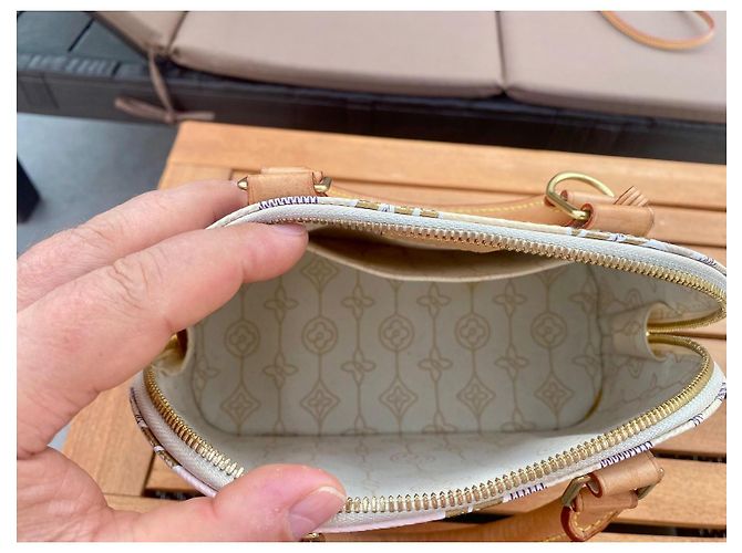 Borsa Louis Vuitton Alma BB Nautical Damier Azur Marrone Rosa Beige - vista 6