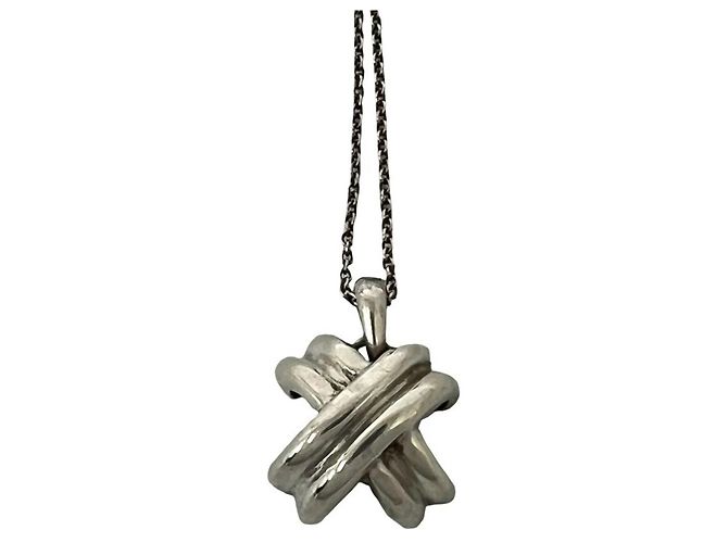 Tiffany & Co Collana Croce Tiffany Vintage Signature Argento - vista 4