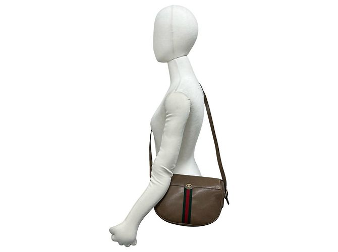Borsa a tracolla mini Gucci Old Sherry Line Marrone Rosso Verde - vista 2