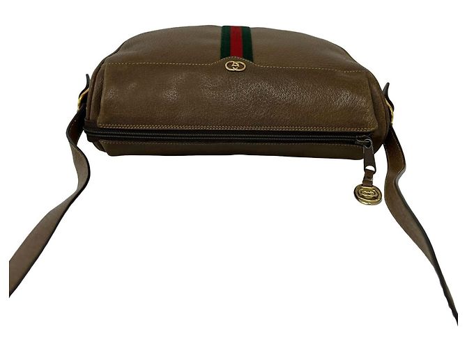 Borsa a tracolla mini Gucci Old Sherry Line Marrone Rosso Verde - vista 4