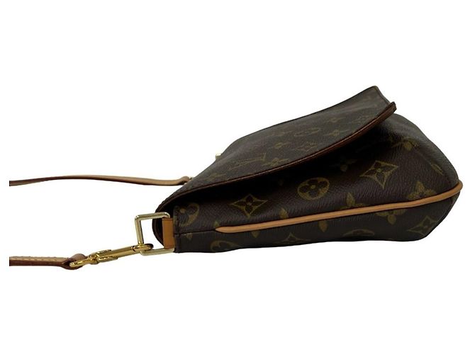 Mini borsa a tracolla Louis Vuitton in pelle marrone - vista 5