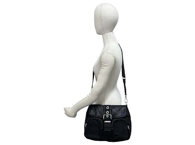 Borsa a tracolla Prada in nylon e pelle Nero - vista 2