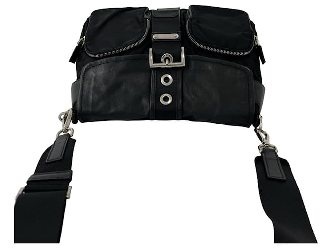 Borsa a tracolla Prada in nylon e pelle Nero - vista 4